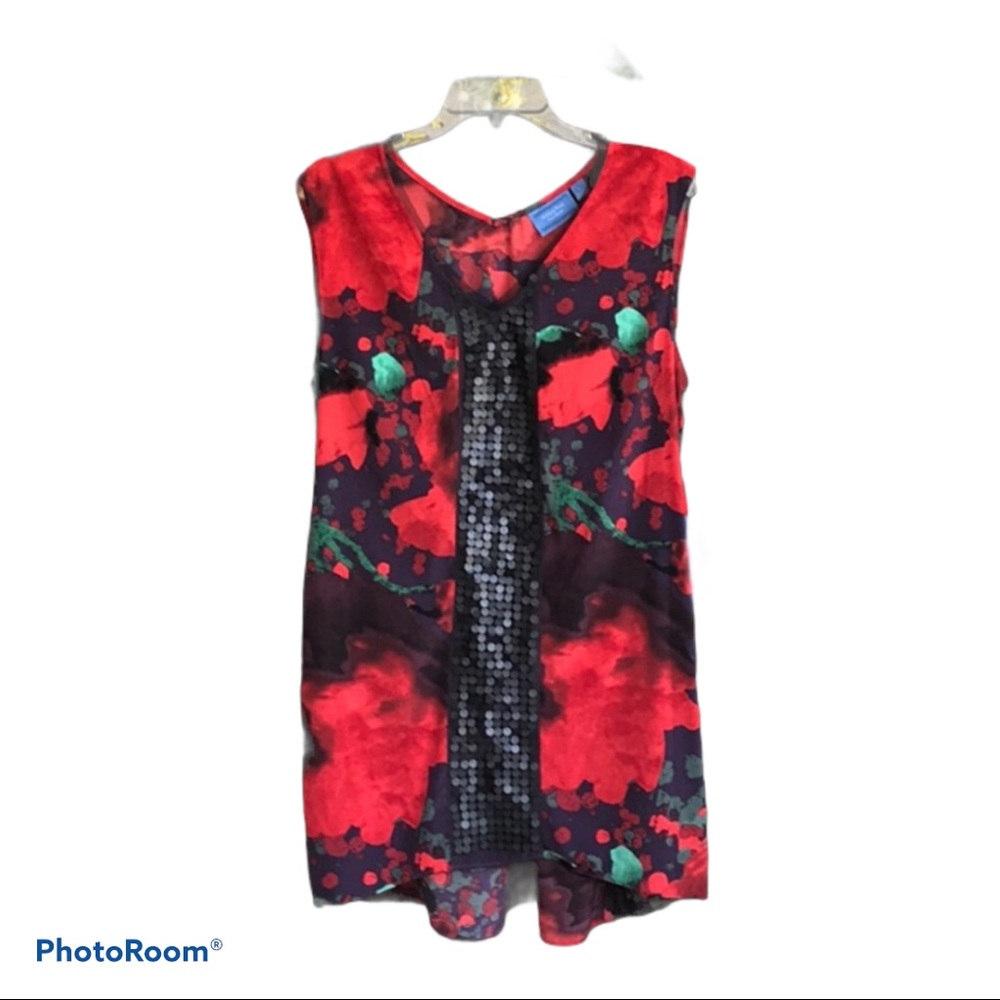 Red multi color dress or tunic Vera Wang size Large